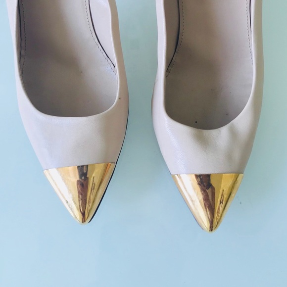 J.crew Tan & Gold Pumps Size 8.5 - Picture 2 of 8